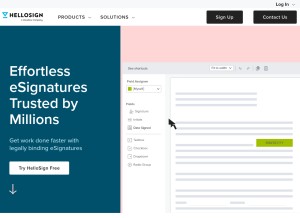 How hellosign.com looks like on a tablet such as an iPad.