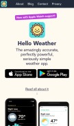 How helloweatherapp.com looks like on a mobile device such as an iPhone.