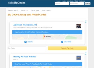 How hellozipcodes.com looks like on a tablet such as an iPad.