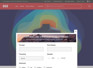 How hellyhansen.com looks like on a tablet such as an iPad.