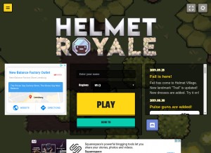 How helmetroyale.io looks like on a tablet such as an iPad.