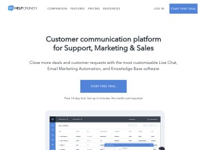 How helpcrunch.com looks like on a tablet such as an iPad.