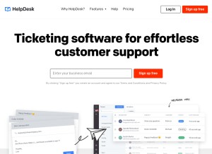 How helpdesk.com looks like on a tablet such as an iPad.