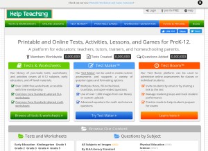 How helpteaching.com looks like on a tablet such as an iPad.