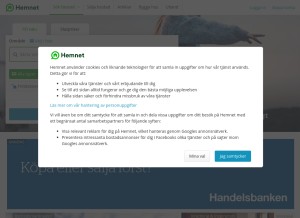 How hemnet.se looks like on a tablet such as an iPad.