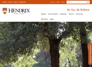 How hendrix.edu looks like on a tablet such as an iPad.