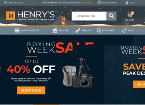 How henrys.com looks like on a tablet such as an iPad.