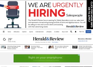 How herald-review.com looks like on a tablet such as an iPad.