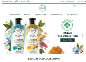 How herbalessences.com looks like on a tablet such as an iPad.
