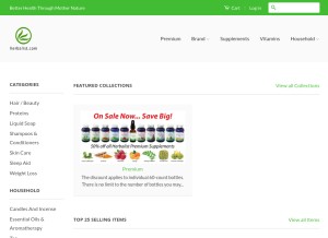 How herbalist.com looks like on a tablet such as an iPad.