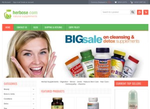 How herbose.com looks like on a tablet such as an iPad.