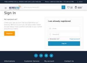 How herbspro.com looks like on a tablet such as an iPad.