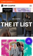 How hercampus.com looks like on a mobile device such as an iPhone.