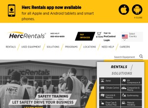 How hercrentals.com looks like on a tablet such as an iPad.