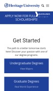 How heritage.edu looks like on a mobile device such as an iPhone.