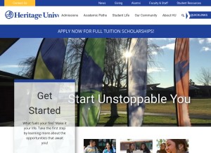 How heritage.edu looks like on a tablet such as an iPad.