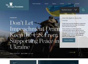 How heritage.org looks like on a tablet such as an iPad.