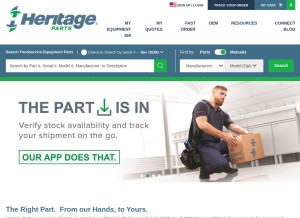 How heritageparts.com looks like on a tablet such as an iPad.