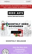 How heroarts.com looks like on a mobile device such as an iPhone.