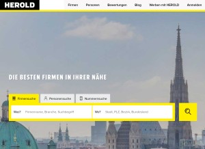 How herold.at looks like on a tablet such as an iPad.