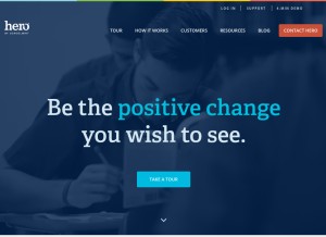 How heropowered.com looks like on a tablet such as an iPad.