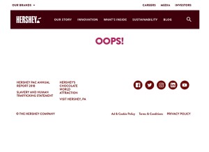 How hersheys.com looks like on a tablet such as an iPad.