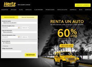 How hertzmexico.com looks like on a tablet such as an iPad.