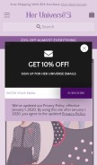 How heruniverse.com looks like on a mobile device such as an iPhone.