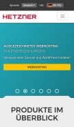 How hetzner.de looks like on a mobile device such as an iPhone.