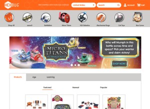 How hexbug.com looks like on a tablet such as an iPad.