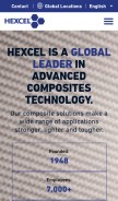 How hexcel.com looks like on a mobile device such as an iPhone.