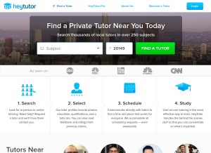 How heytutor.com looks like on a tablet such as an iPad.