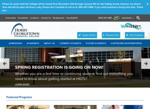 How hgtc.edu looks like on a tablet such as an iPad.