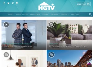 How hgtv.ca looks like on a tablet such as an iPad.