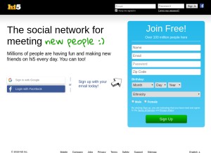 How hi5.com looks like on a tablet such as an iPad.