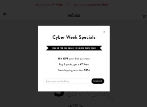 How hickies.com looks like on a tablet such as an iPad.