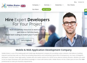 How hiddenbrains.co.uk looks like on a tablet such as an iPad.