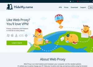 How hidemyna.me looks like on a tablet such as an iPad.