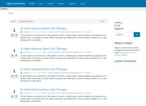 How highbookmarks.info looks like on a tablet such as an iPad.
