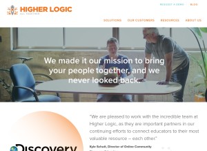 How higherlogic.com looks like on a tablet such as an iPad.