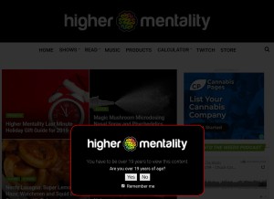 How highermentality.com looks like on a tablet such as an iPad.