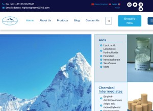 How highlandpharmachem.com looks like on a tablet such as an iPad.