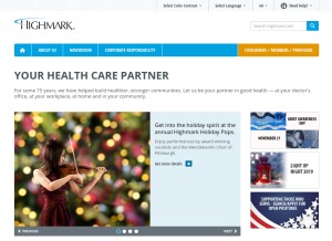 How highmark.com looks like on a tablet such as an iPad.