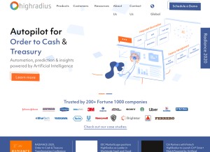 How highradius.com looks like on a tablet such as an iPad.