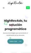 How highrevads.com looks like on a mobile device such as an iPhone.
