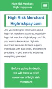 How highriskmerchantshighriskpay.com looks like on a mobile device such as an iPhone.