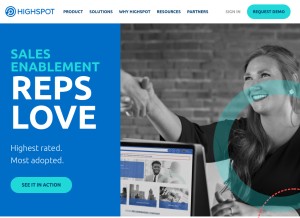 How highspot.com looks like on a tablet such as an iPad.