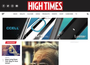How hightimes.com looks like on a tablet such as an iPad.