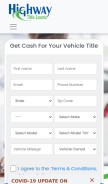 How highwaytitleloans.com looks like on a mobile device such as an iPhone.