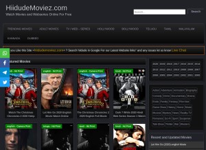 How hiidudemoviez.com looks like on a tablet such as an iPad.